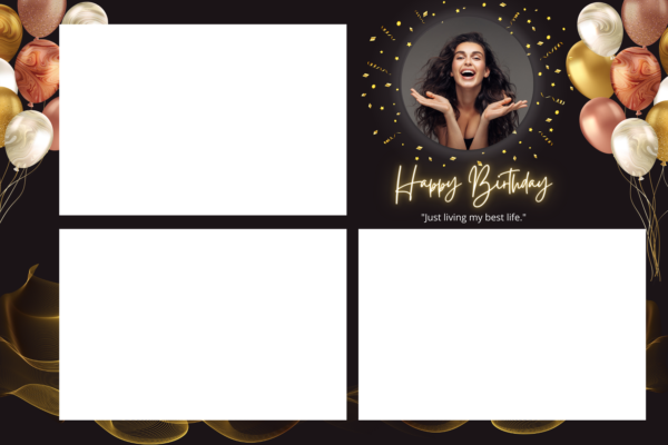 Gold And White Minimalist Happy Birthday Instagram Post (6 × 4 in)
